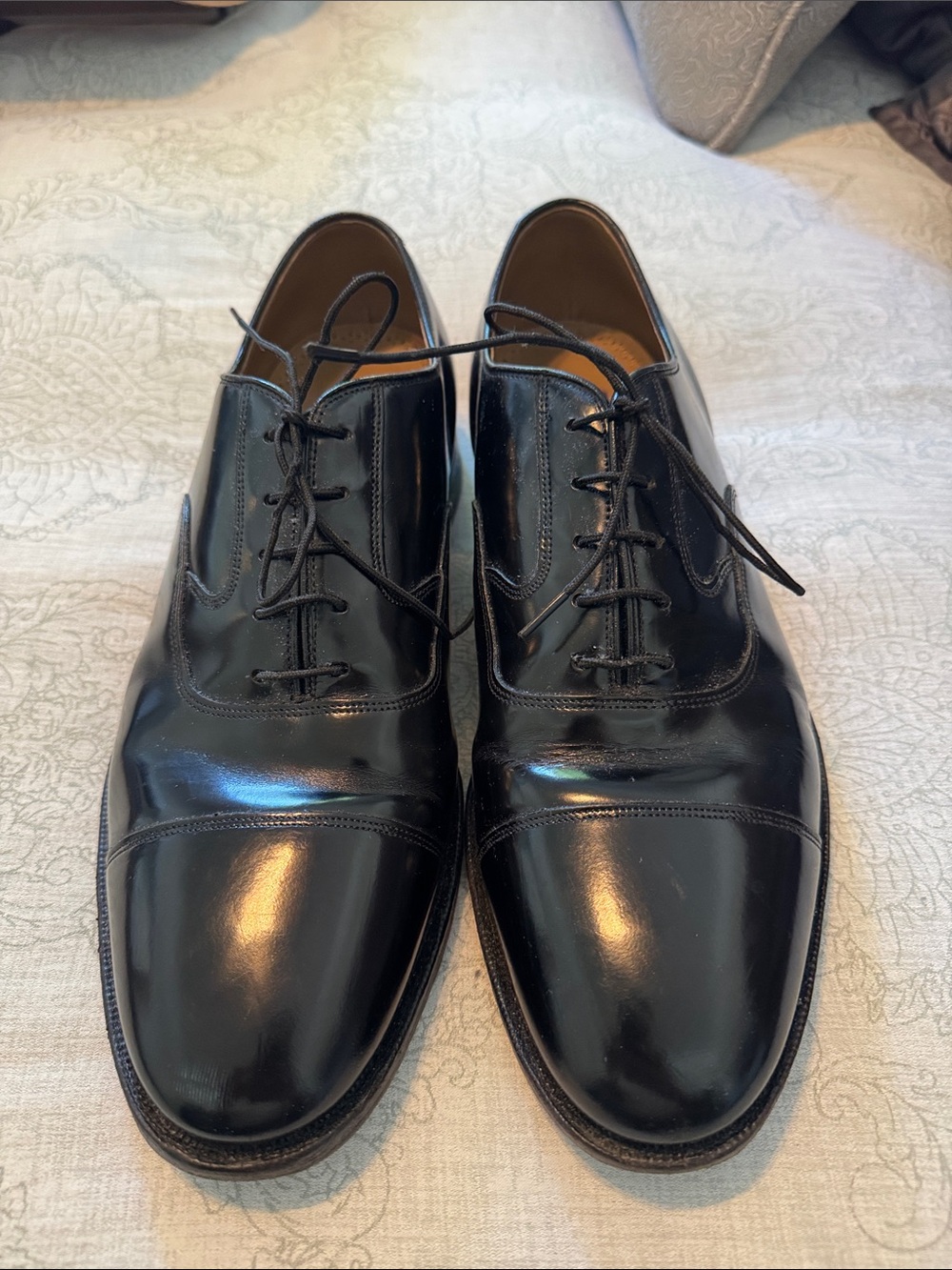 Johnston & Murphy Black Cap-Toe Oxford Dress Shoes